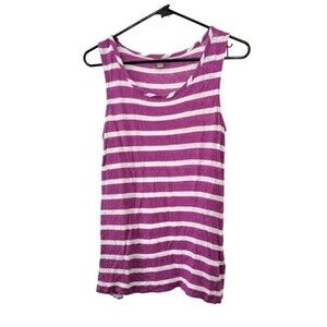 J. Jill Purple & White Stripe 100% Linen Tank Top Size Small